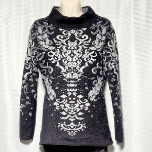 Vintage Icelandic Design 100% Merino Wool Mock Neck Pop Over Tunic Women's (S)